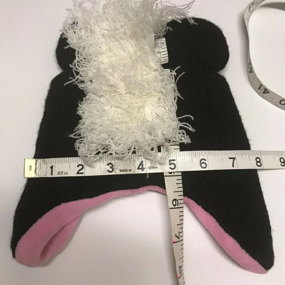 Spencer's Infant Girls‎ Hat One Size Black Pink White Skunk Knit Winter NEW